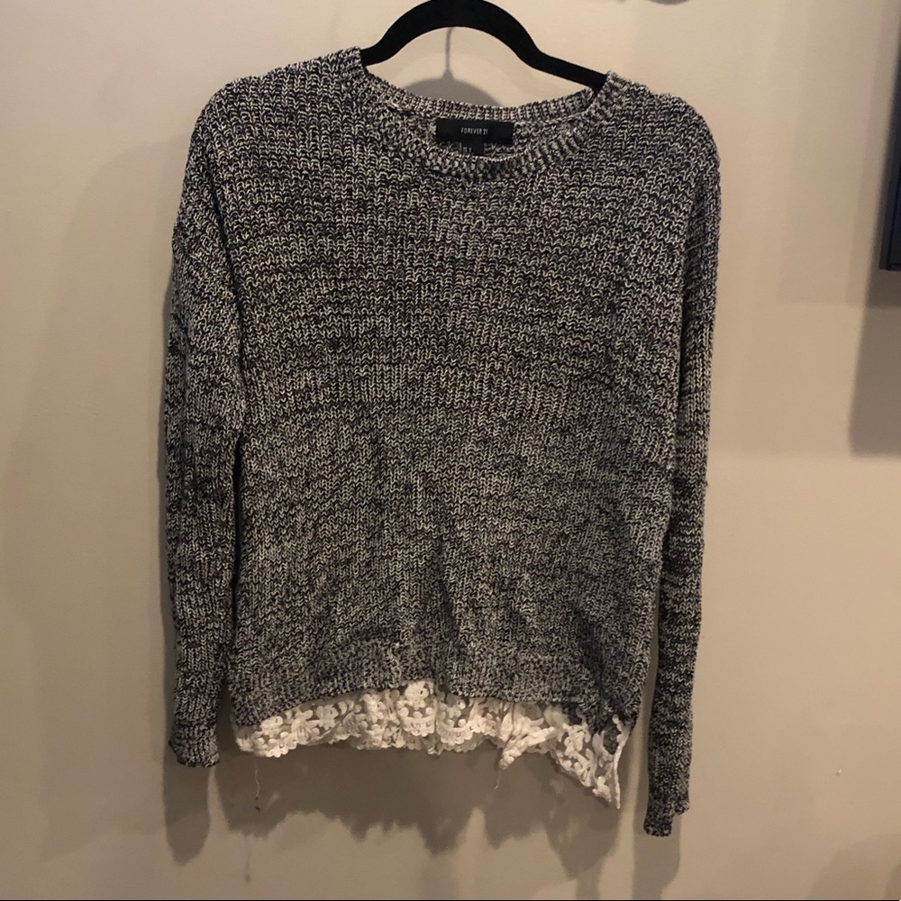 Forever 21 sweater with cream lace detail